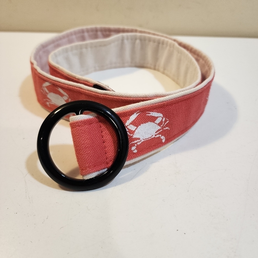 Sand Shack Crab Print Belt with Black Buckle Size M